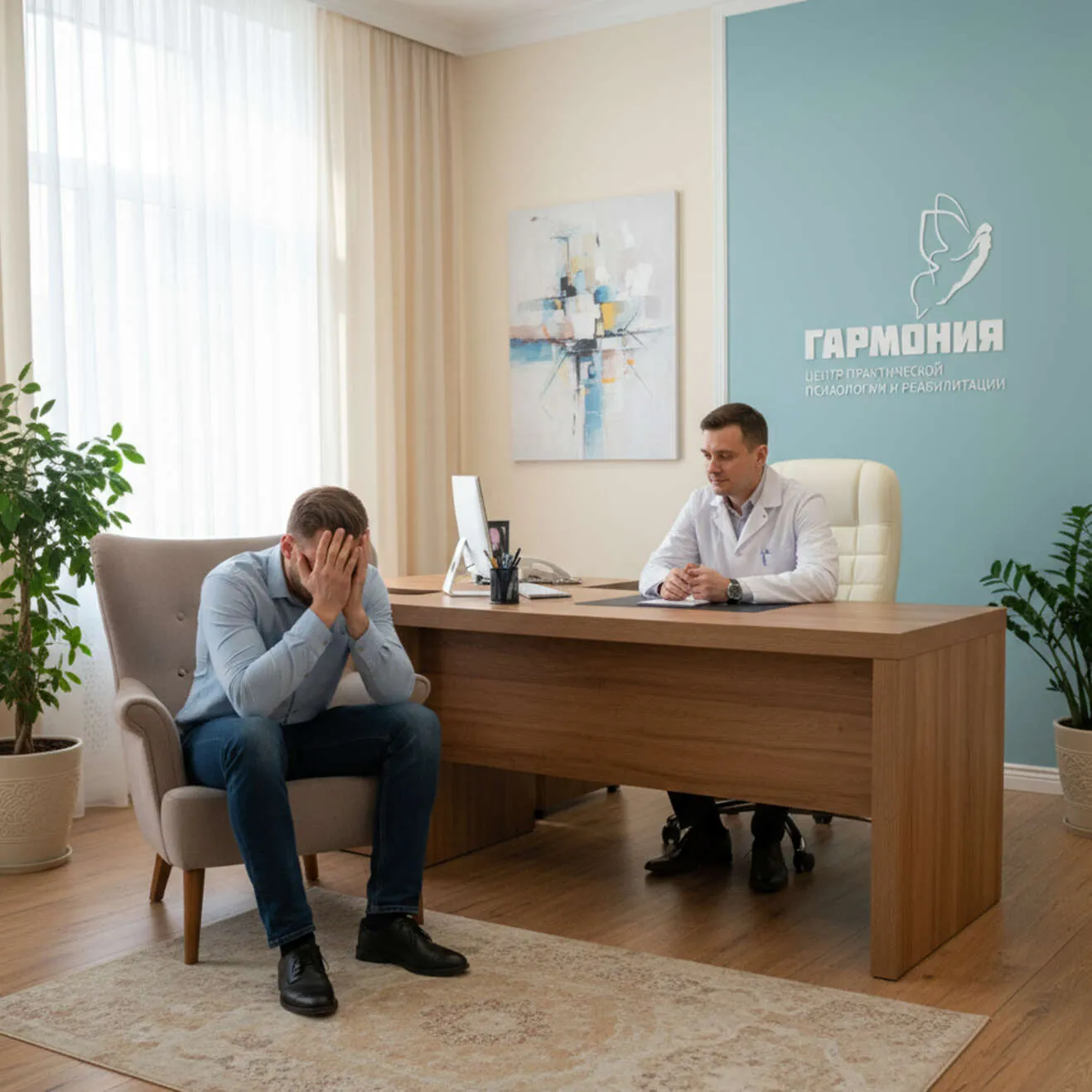 Пациент на консультации у нарколога в Сургуте