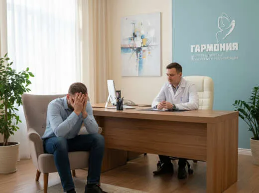 Пациент на консультации у нарколога в Сургуте